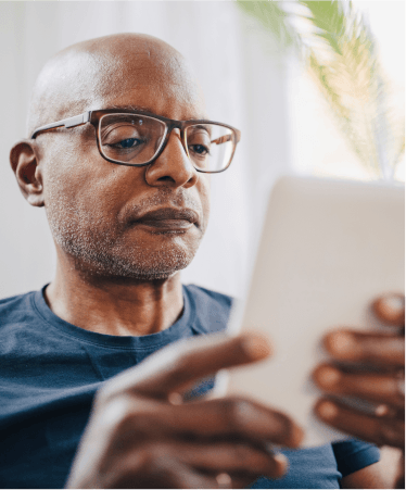 Man checking tablet